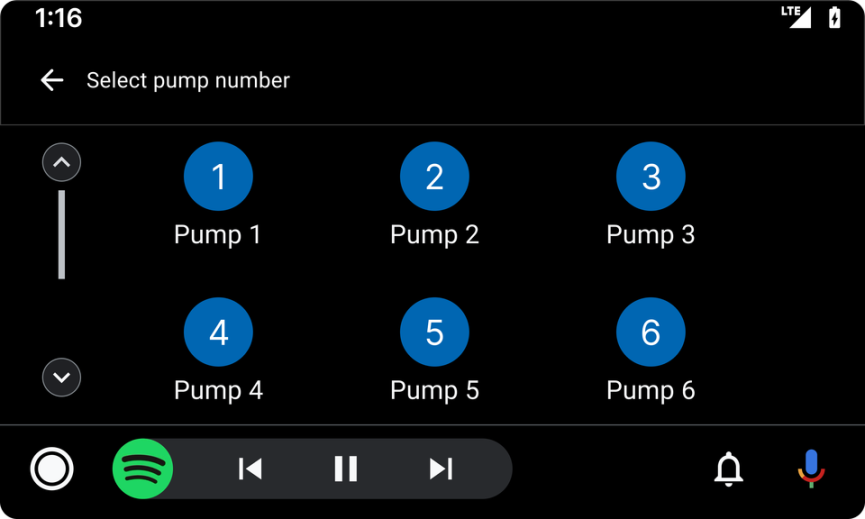 Fuel up screen on App