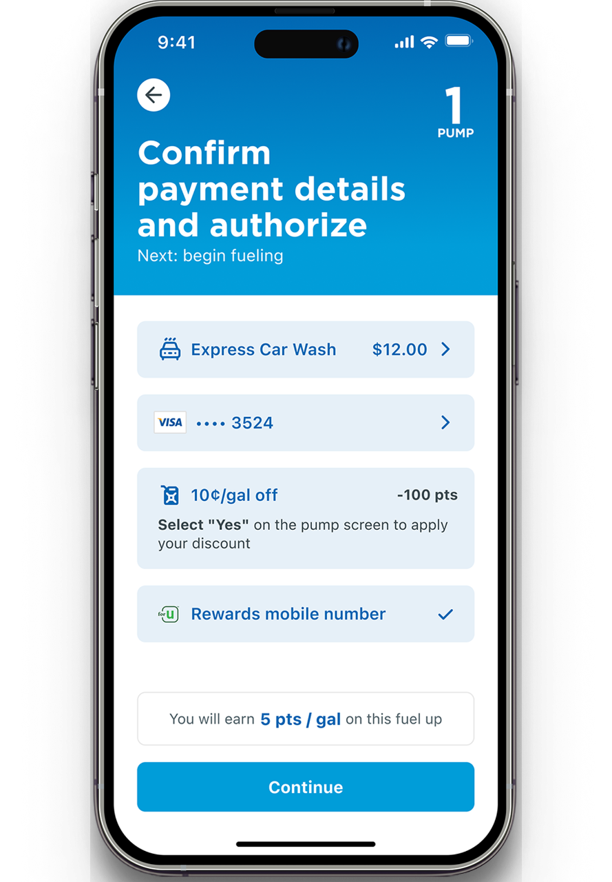 Confirm payment screen